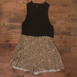 MINKPINK Black and Leopard Print Romper